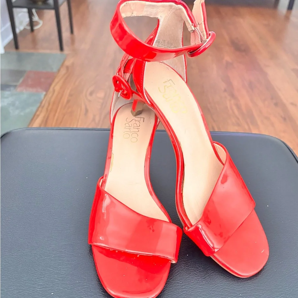 Franco Sarto Red Patent Ankle-Strap Heels